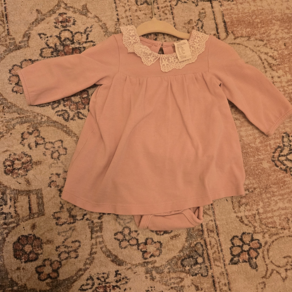 H&M Pink Kids Blouse with Lace Collar